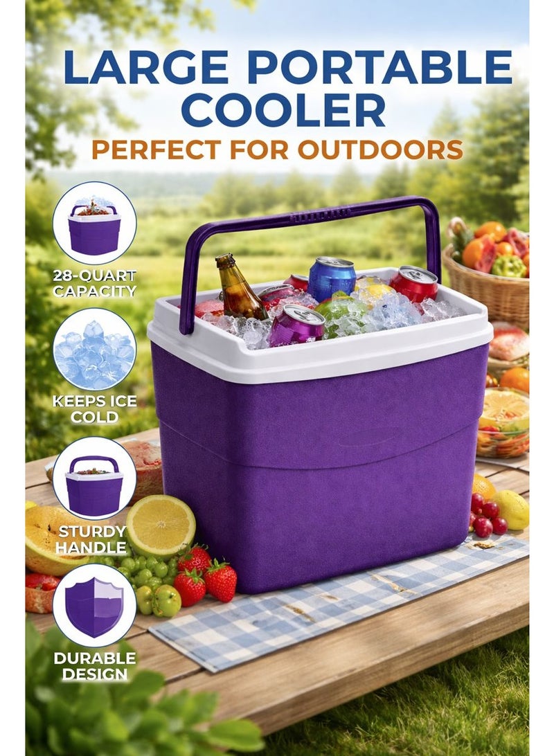 Cosmoplast 30L Portable Insulated Cooler Box with Handle – Lightweight Ice Box for Picnic, Beach, Camping & Travel - Image 2